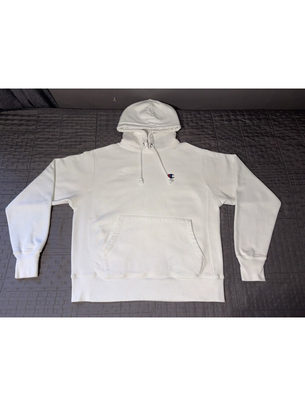 Vintage CHAMPION Reverse Weave Hoodie Sweatshirt White Mens Medium EUC